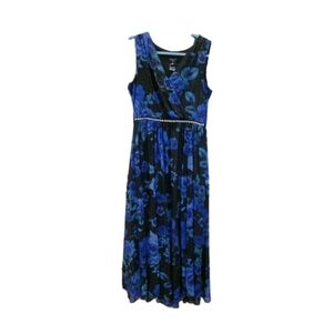 Alexa B Elegant Blue Floral Formal Dress